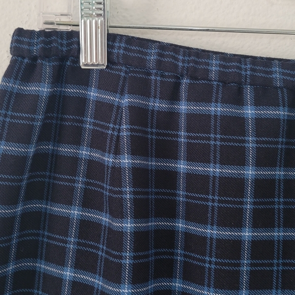Harris Wallace Vintage Plaid Wrap Skirt Blue - Picture 3 of 5
